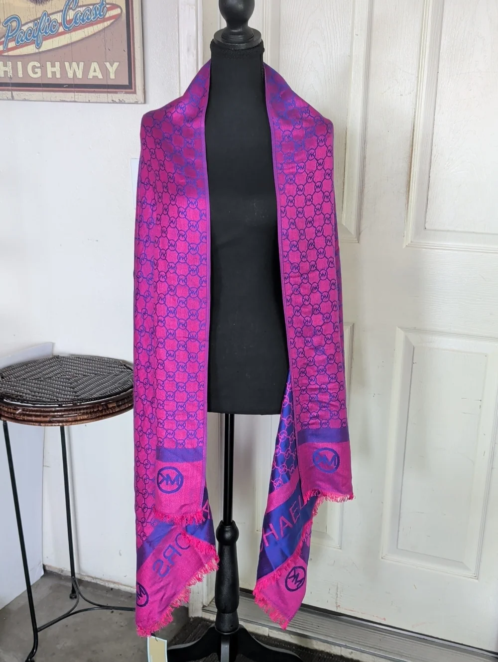 Michael Kors Women's Reversible Shawl Monogram OS NWT